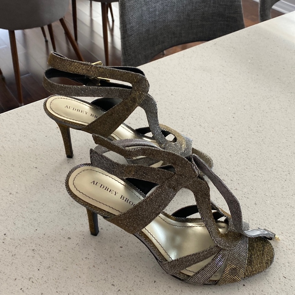 Audrey-Brooke , Size 9 .5 Silver and gold . Very clean shoe. Wore only once .